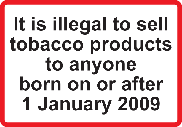 Figure 1 is a rectangular sign with a red border and black text. 