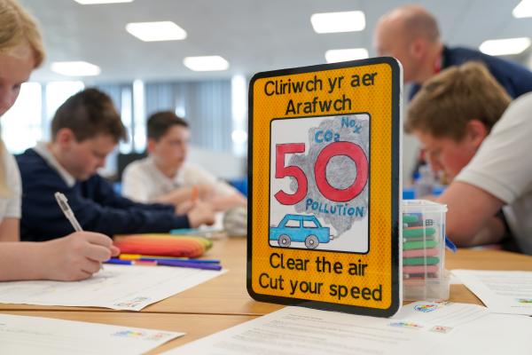 Image of the winning sign by Miley Fletcher, Bedwas High 